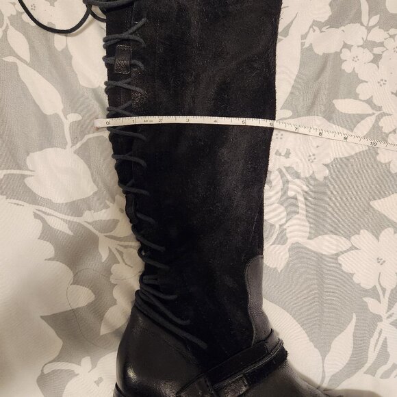 Miz Mooz 38 Shankara Black Leather Tall Lace Up Boot - Picture 15 of 15